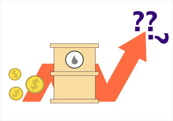 barrel money down business crisis economy, oil price crash vector illustration 