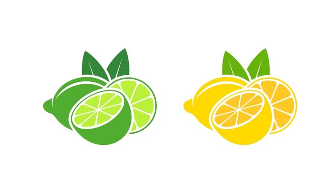 Lemon and lime logo. Isolated lemon and lime on white background