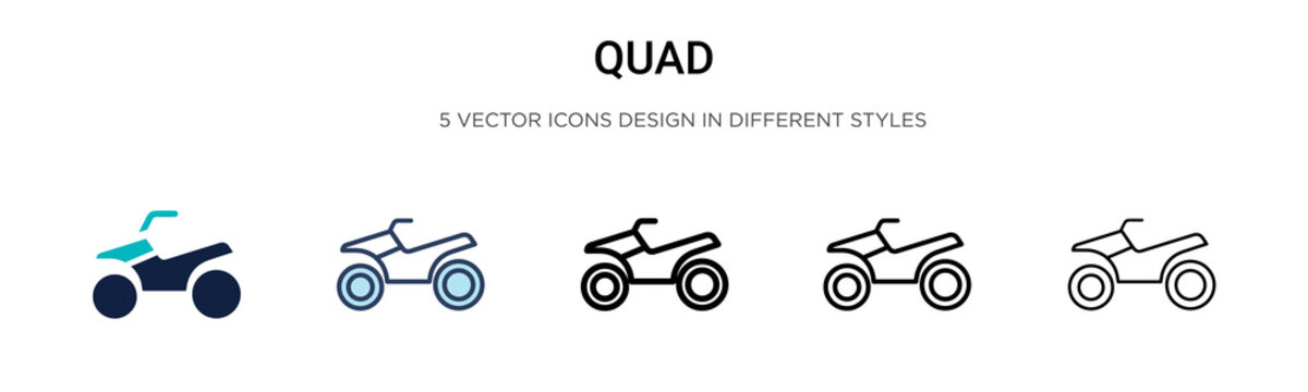 Quad icon in filled, thin line, outline and stroke style. Vector illustration of two colored and black quad vector icons designs can be used for mobile, ui, web