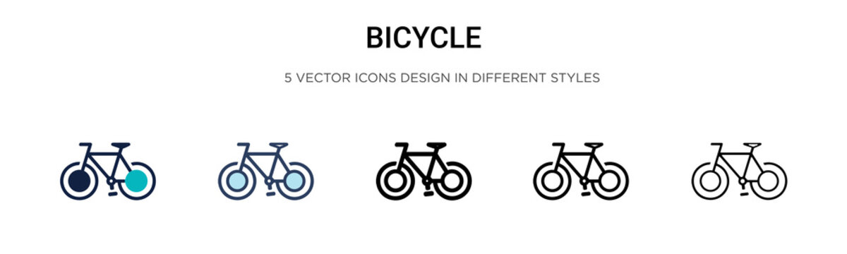 Bicycle icon in filled, thin line, outline and stroke style. Vector illustration of two colored and black bicycle vector icons designs can be used for mobile, ui, web