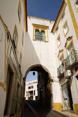 Arch house next to the main square at Elvas, Portugal