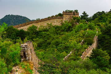 Fototapeta na wymiar The Great Wall of China. The hidden part of the wall without tourists