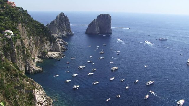 Aerial view of Capri Island coast and clifs