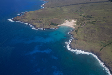 Aerial view of Easter Island, Polynesia, Chile