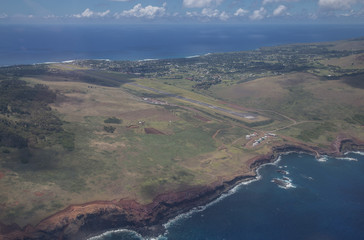 Aerial view of Easter Island, Polynesia, Chile