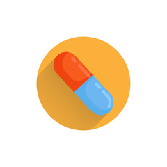 capsule colorful flat icon with shadow. medical tablet icon