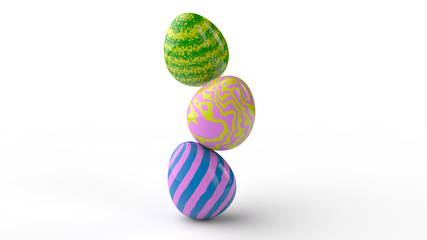 Obraz premium 3d illustration. Colorful easter eggs set isolated on white. Holiday decorations