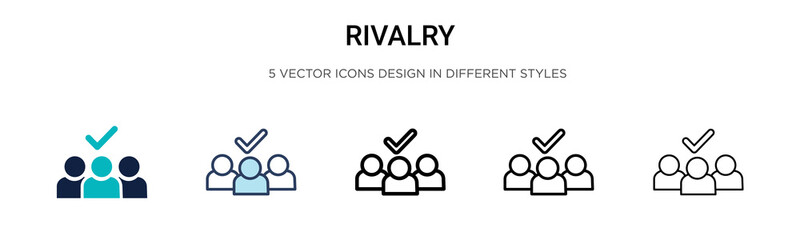 Rivalry icon in filled, thin line, outline and stroke style. Vector illustration of two colored and black rivalry vector icons designs can be used for mobile, ui, web