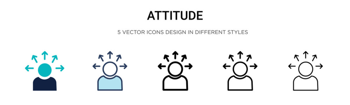 Attitude icon in filled, thin line, outline and stroke style. Vector illustration of two colored and black attitude vector icons designs can be used for mobile, ui, web