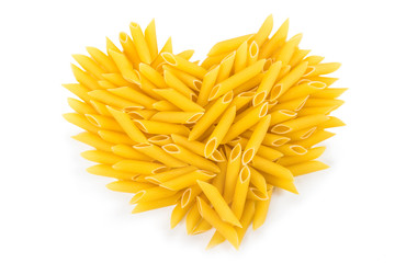 Pasta, tomatoes and spices on a white background