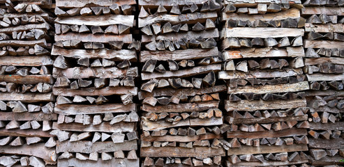 closeup of pile of firewood