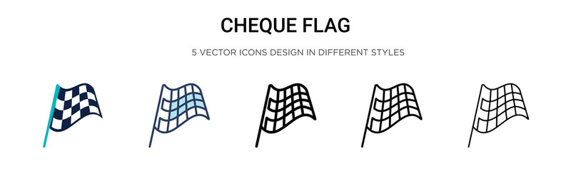 Chequered flag icon in filled, thin line, outline and stroke style. Vector illustration of two colored and black chequered flag vector icons designs can be used for mobile, ui, web
