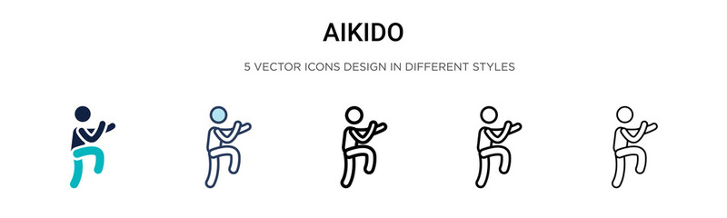 Aikido icon in filled, thin line, outline and stroke style. Vector illustration of two colored and black aikido vector icons designs can be used for mobile, ui, web