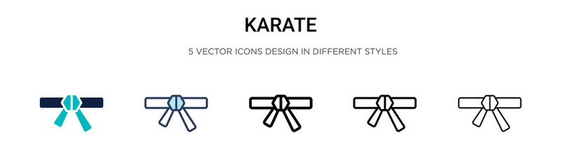 Karate icon in filled, thin line, outline and stroke style. Vector illustration of two colored and black karate vector icons designs can be used for mobile, ui, web © Digital Bazaar