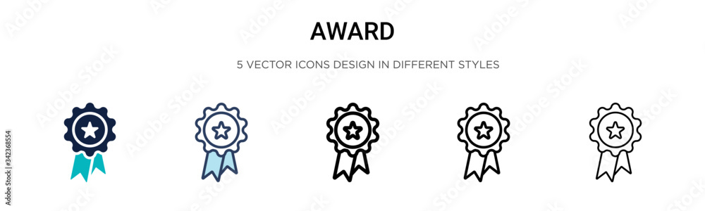 Wall mural award icon in filled, thin line, outline and stroke style. vector illustration of two colored and bl