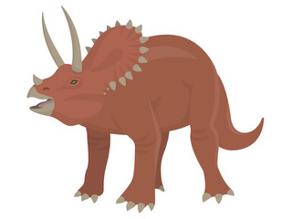 Triceratops in cartoon style. Herbivorous dinosaur isolated on white background.