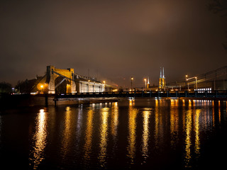 Fototapeta na wymiar Grunwaldzki bridge at night. Wroclaw, Poland.