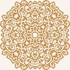Vector decorative retro greeting card or invitation design. Exquisite rich and solemn Arabic pattern, stylish, elegant and modern interpretation of Islamic motifs.