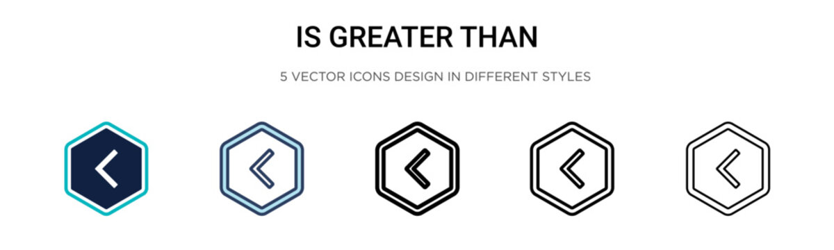 Is greater than sign icon in filled, thin line, outline and stroke style. Vector illustration of two colored and black is greater than sign vector icons designs can be used for mobile, ui, web