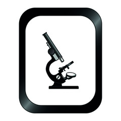 Vector image of a microscope. Scientific or medical laboratory equipment for experiments. The study of the virus, coronavirus, microbes.