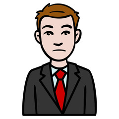 vector avatar of a sad businessman. torso, comic, illustration.