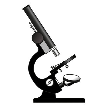 
Image of a microscope. Scientific or medical laboratory equipment for experiments. The study of the virus, coronavirus, microbes.
