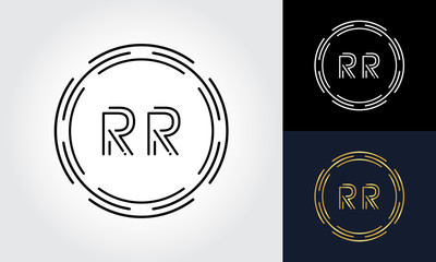 Initial Letter RR Logo Creative Typography Vector Template. Digital Abstract Letter RR Logo Design