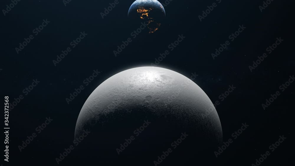 Canvas Prints the moon and the earth move in space the moon in the foreground