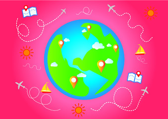 Travelling around the world, vacation trip . Travel vector