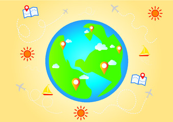 Travelling around the world, vacation trip . Travel vector