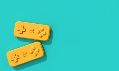 retro computer game controller background. 3D Rendering