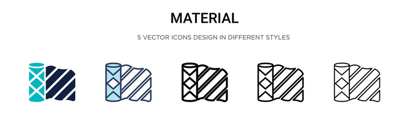 Material icon in filled, thin line, outline and stroke style. Vector illustration of two colored and black material vector icons designs can be used for mobile, ui, web