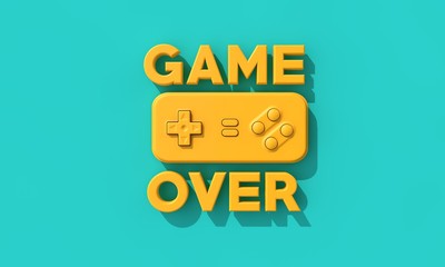 retro computer game controller background. 3D Rendering