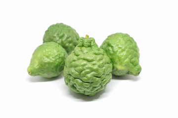 Obraz premium Fresh Kaffir bergamot isolated on white background.