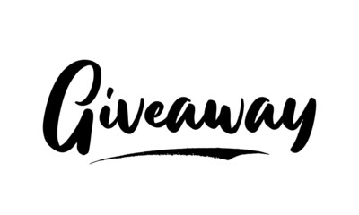 Fototapeta premium Giveaway Calligraphy Black Color Text On White Background