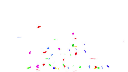 Colorful Confetti Heart Particle Holiday Party 3D illustration background.