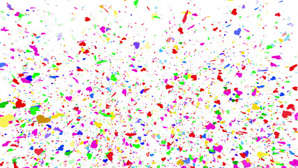 Colorful Confetti Heart Particle Holiday Party 3D illustration background.