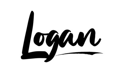 Obraz premium Logan Calligraphy Black Color Text On White Background