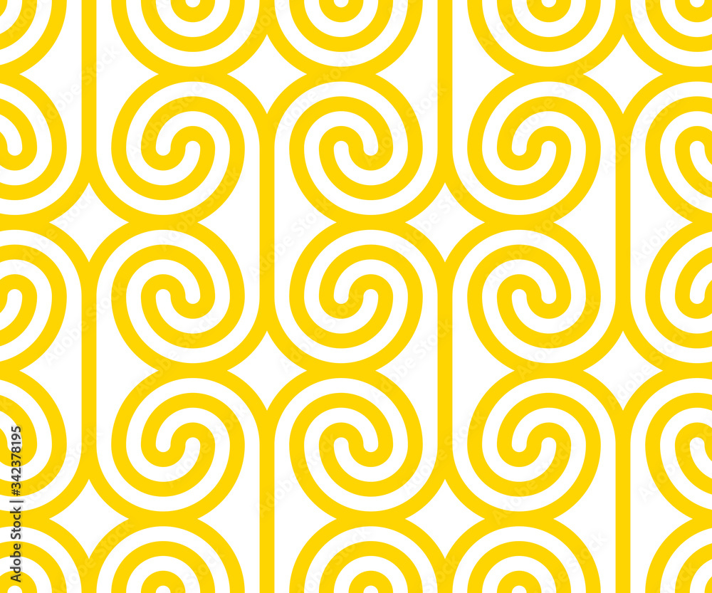 Fototapete Vector yellow geometric pattern. Seamless pattern with rounded shapes.