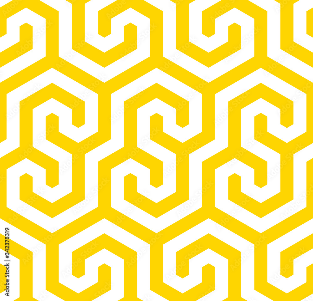 Poster Vector yellow geometric pattern. Seamless modern linear texture.