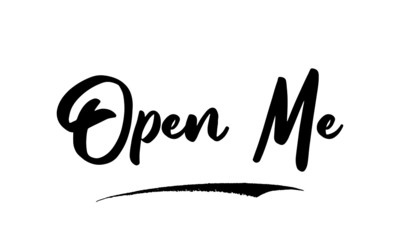 Open Me Calligraphy Black Color Text On White Background