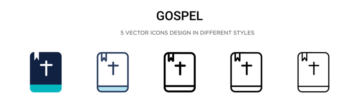 Gospel Icon In Filled, Thin Line, Outline And Stroke Style. Vector Illustration Of Two Colored And Black Gospel Vector Icons Designs Can Be Used For Mobile, Ui, Web