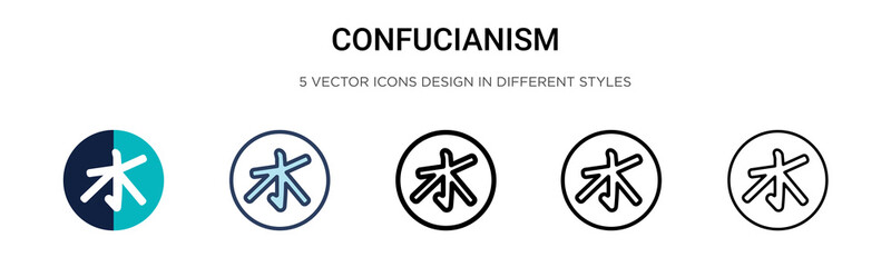 Fototapeta premium Confucianism icon in filled, thin line, outline and stroke style. Vector illustration of two colored and black confucianism vector icons designs can be used for mobile, ui, web