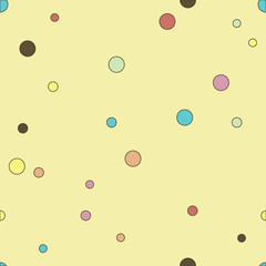 Colorful dotted seamless pattern. Polka Dot on yellow background Background. Vector illustration
