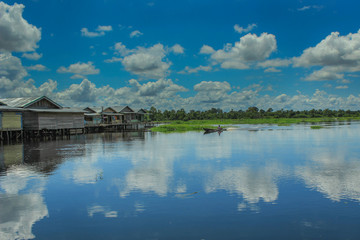 Fototapeta premium reflection of clouds in the lake