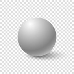 White 3D sphere. Vector realistic ball. Circle blank pearlwith shadow. Plastic isolated bubble template