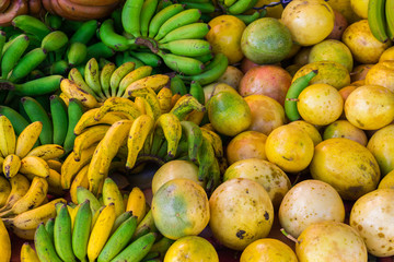 Fresh exotic fruits from Sainte-Anne local market, Grande-Terre, Guadeloupe