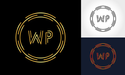 Creative Letter WP Logo Creative Typography Vector Template. Abstract Circle Letter WP Logo Design.