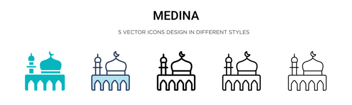 Medina icon in filled, thin line, outline and stroke style. Vector illustration of two colored and black medina vector icons designs can be used for mobile, ui, web