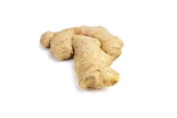 Ginger rhizome isolated on white background, fresh ginger root